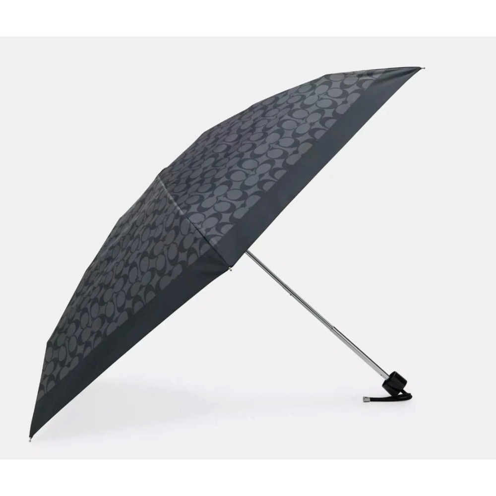 Coach UV Signature Mini Umbrella Charcoal Grey‎ Signature C Logo CZ197 NEW